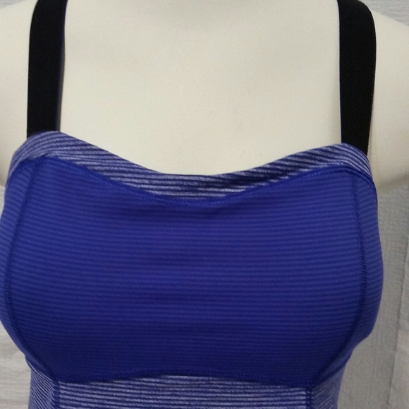 Lululemon Athletica Swift Tank Top 6 Blue Striped - Picture 6 of 8